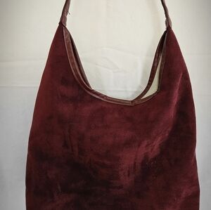 Women's Burgundy Suede Shoulder Bag
